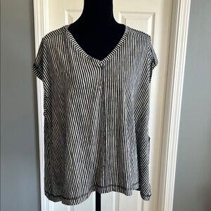 Westbound Black and White Striped Blouse